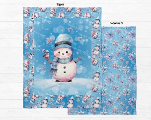 Pastel Xmas Snowman Blue Blanket Panel